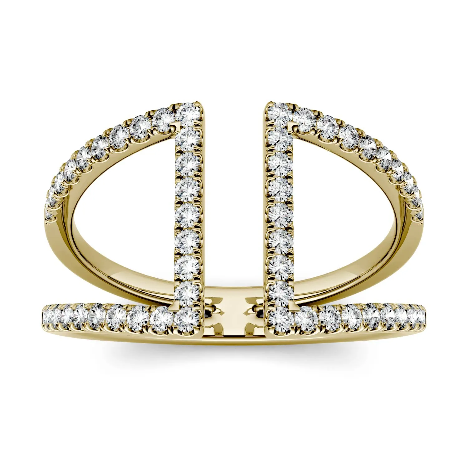 0.54 CTW DEW Geometric Moissanite Open Fashion Ring in 14K Yellow Gold
