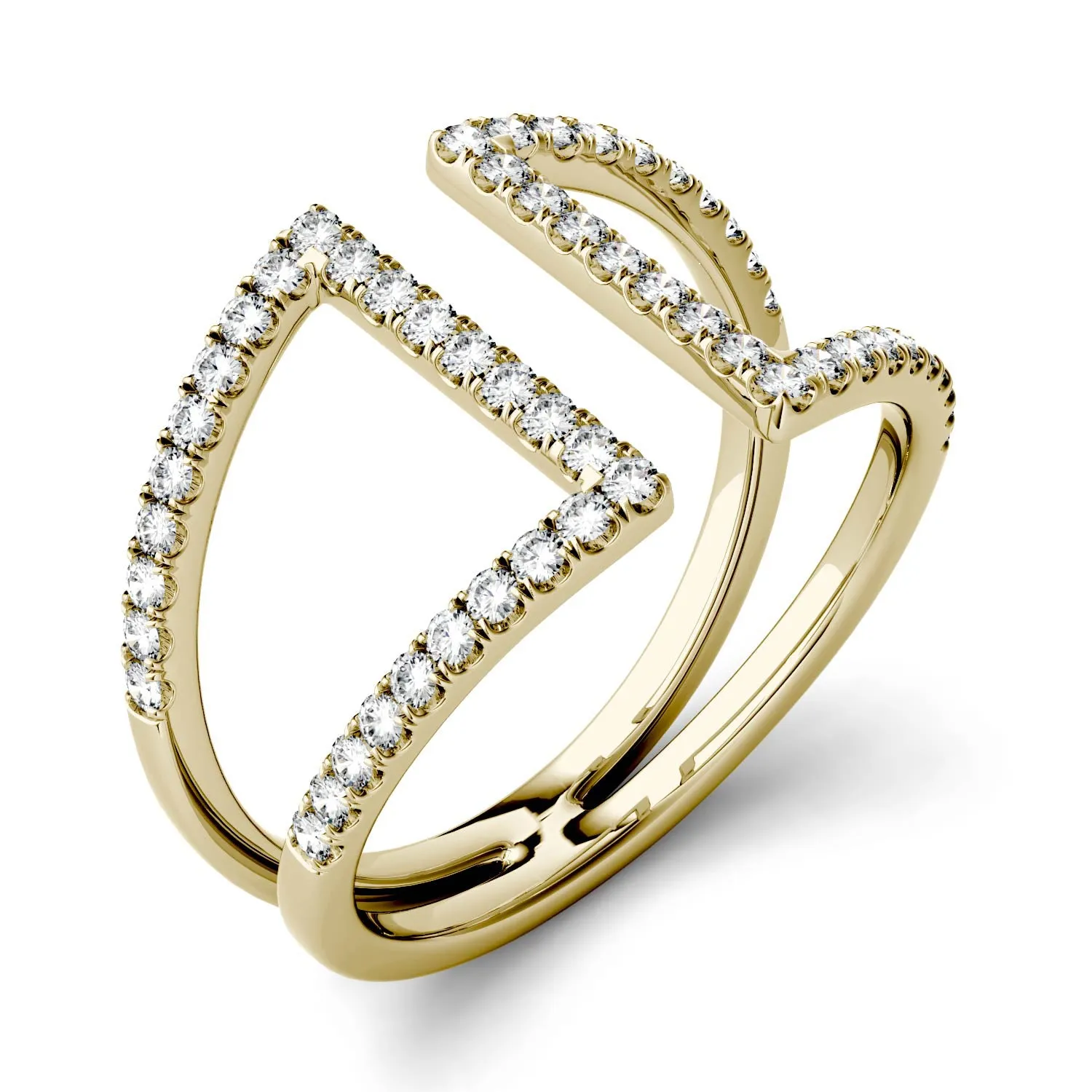 0.54 CTW DEW Geometric Moissanite Open Fashion Ring in 14K Yellow Gold