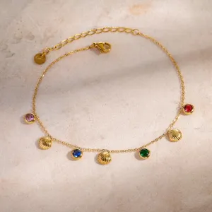 18K Gold Plated Shell Cubic Zirconia Anklet