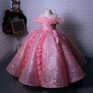 3 year old girl princess dress sequin fluffy flower banquet party elegant evening dress
