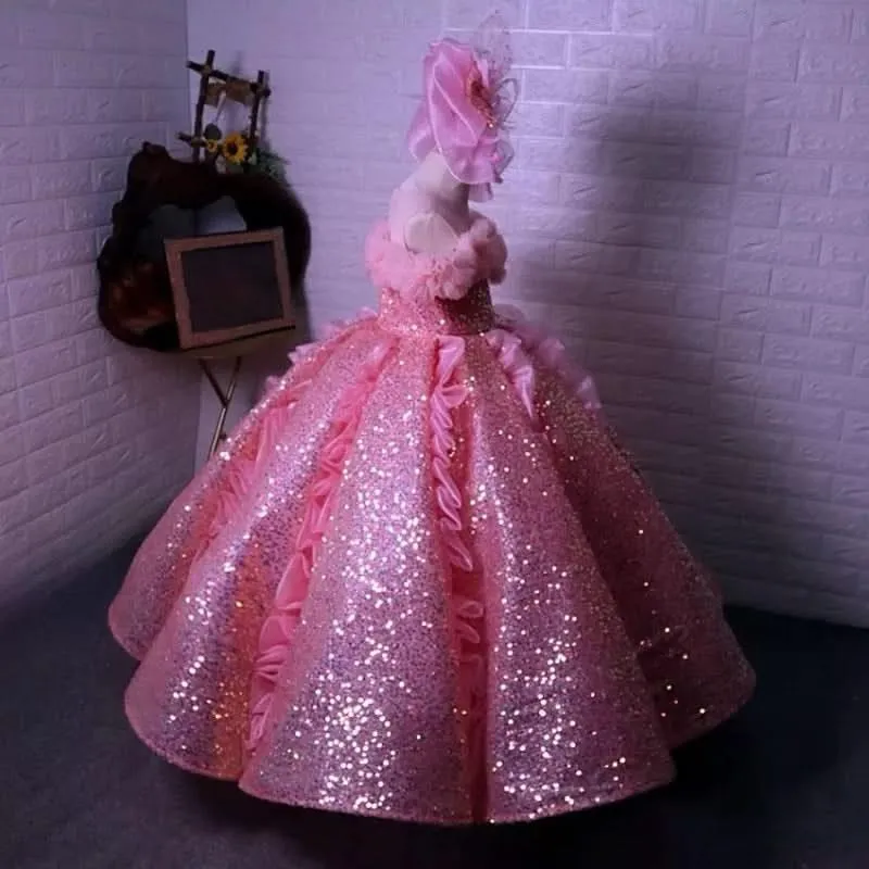 3 year old girl princess dress sequin fluffy flower banquet party elegant evening dress
