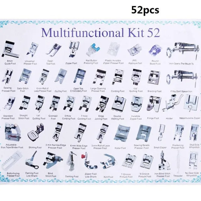 3/11/32/35/41/52/62pcs Mini Domestic Sewing Machine Braiding Blind Stitch Darning Presser Foot Feet Kit Set For Brother Singer