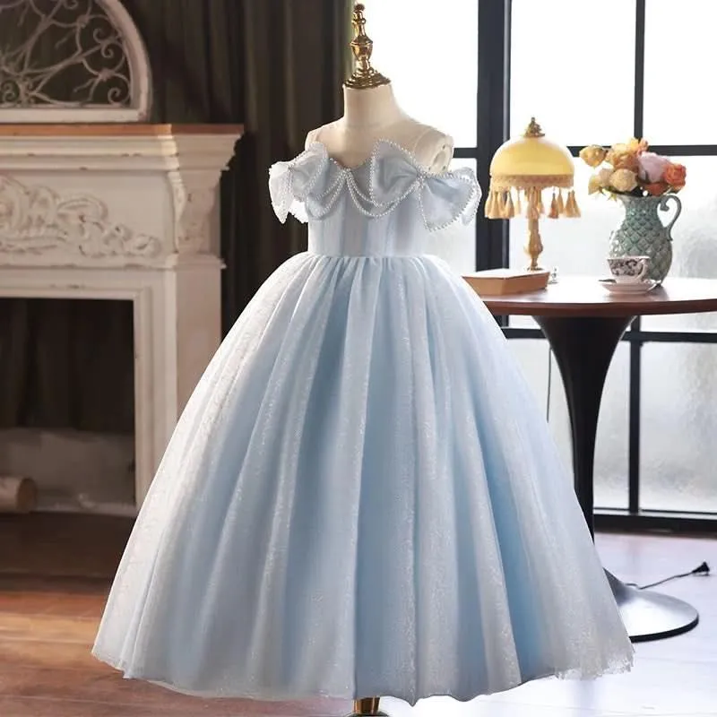 4-10 years old baby princess birthday party mesh elegant girls evening dress