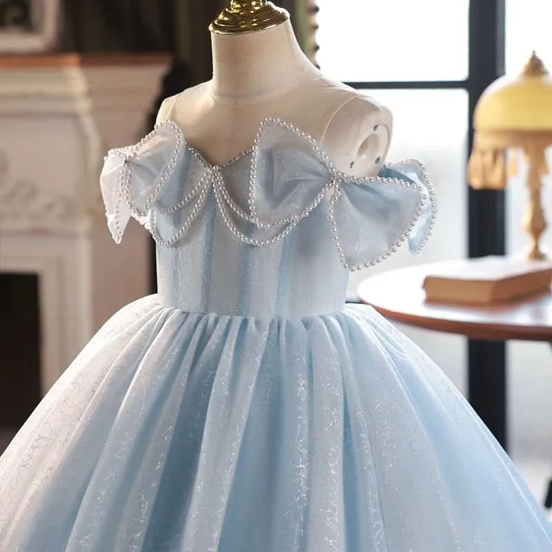 4-10 years old baby princess birthday party mesh elegant girls evening dress