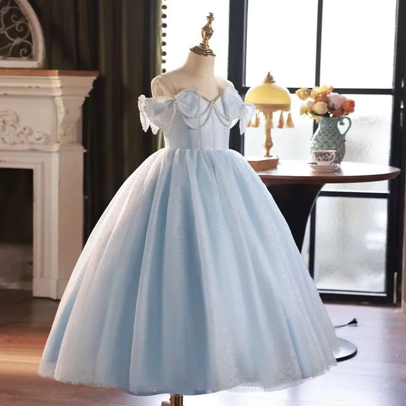 4-10 years old baby princess birthday party mesh elegant girls evening dress