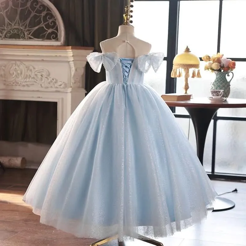 4-10 years old baby princess birthday party mesh elegant girls evening dress