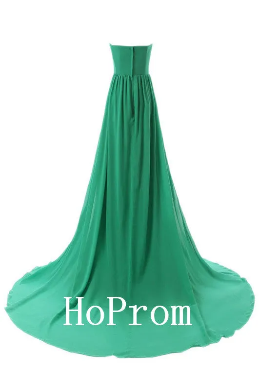 A-Line Green Prom Dresses,Strapless Prom Dress,Evening Dress