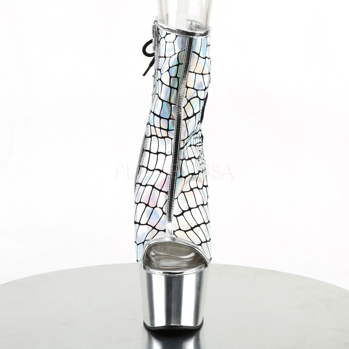 ADORE-1018HG  Silver Hologram Ostrich Pu/Silver Chrome