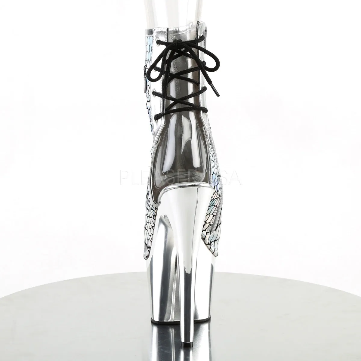 ADORE-1018HG  Silver Hologram Ostrich Pu/Silver Chrome