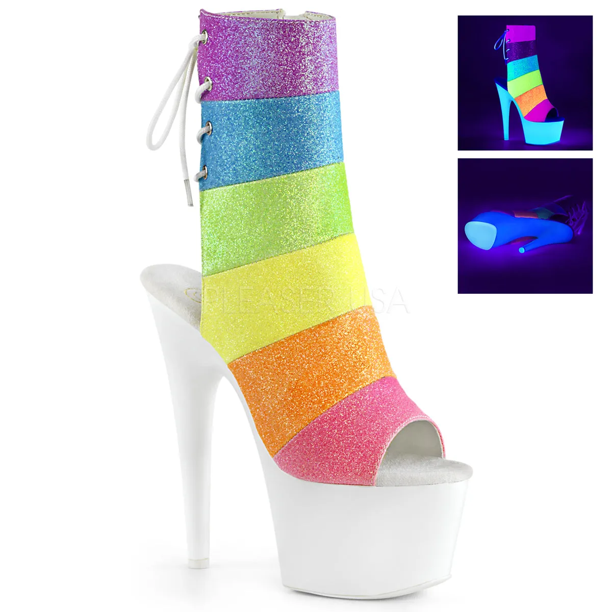 ADORE-1018RBG  Rainbow Multi Glitter/Neon White