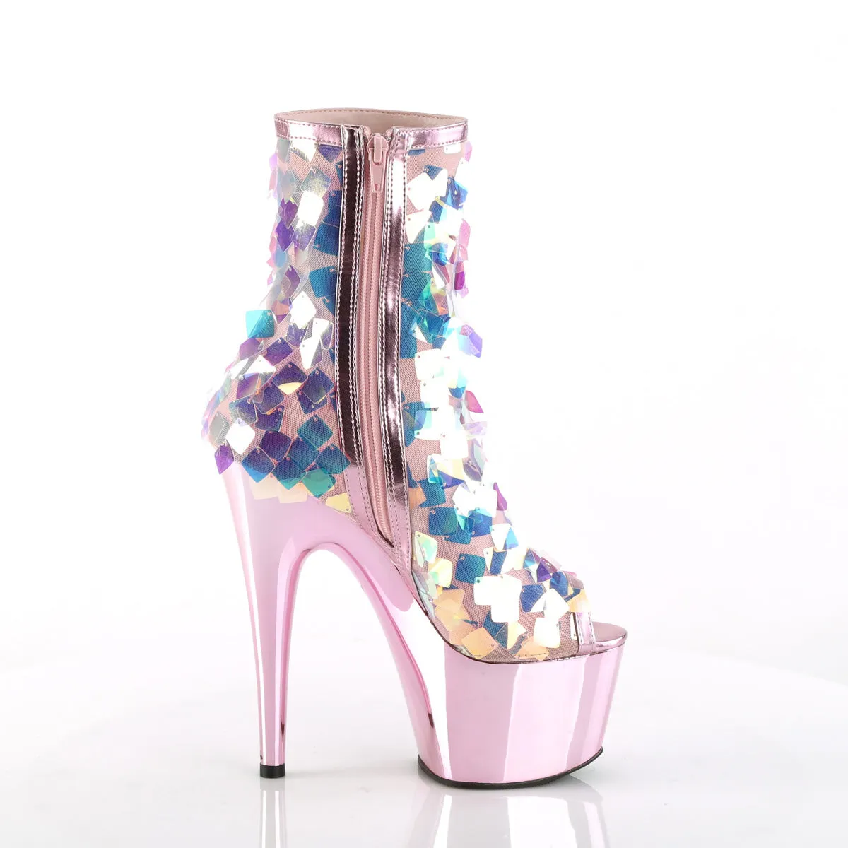 ADORE-1031SSQ  Iridescent Opal Sequin-Baby Pink Met Pu/Baby Pink Chrome