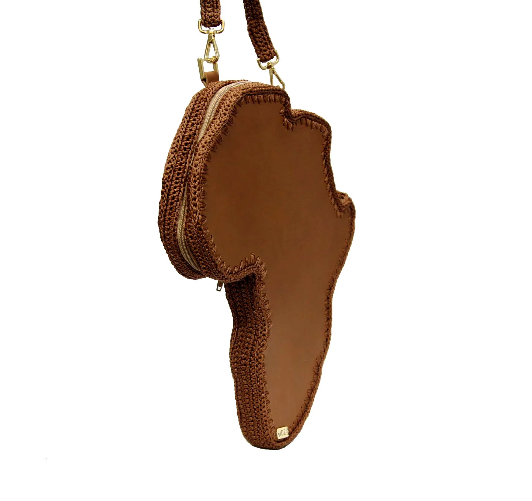 African Map Leather Shoulder Backpack Crochet Bag
