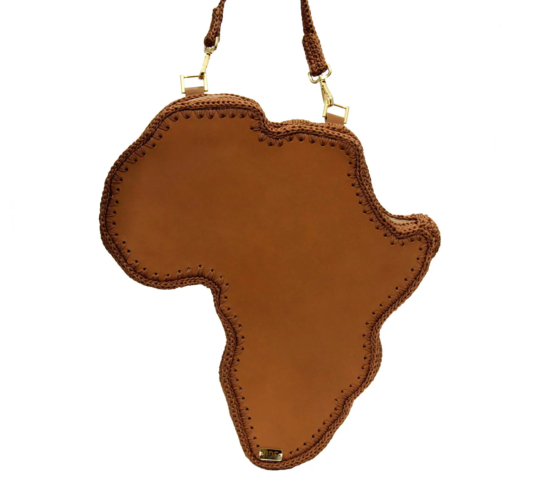 African Map Leather Shoulder Backpack Crochet Bag