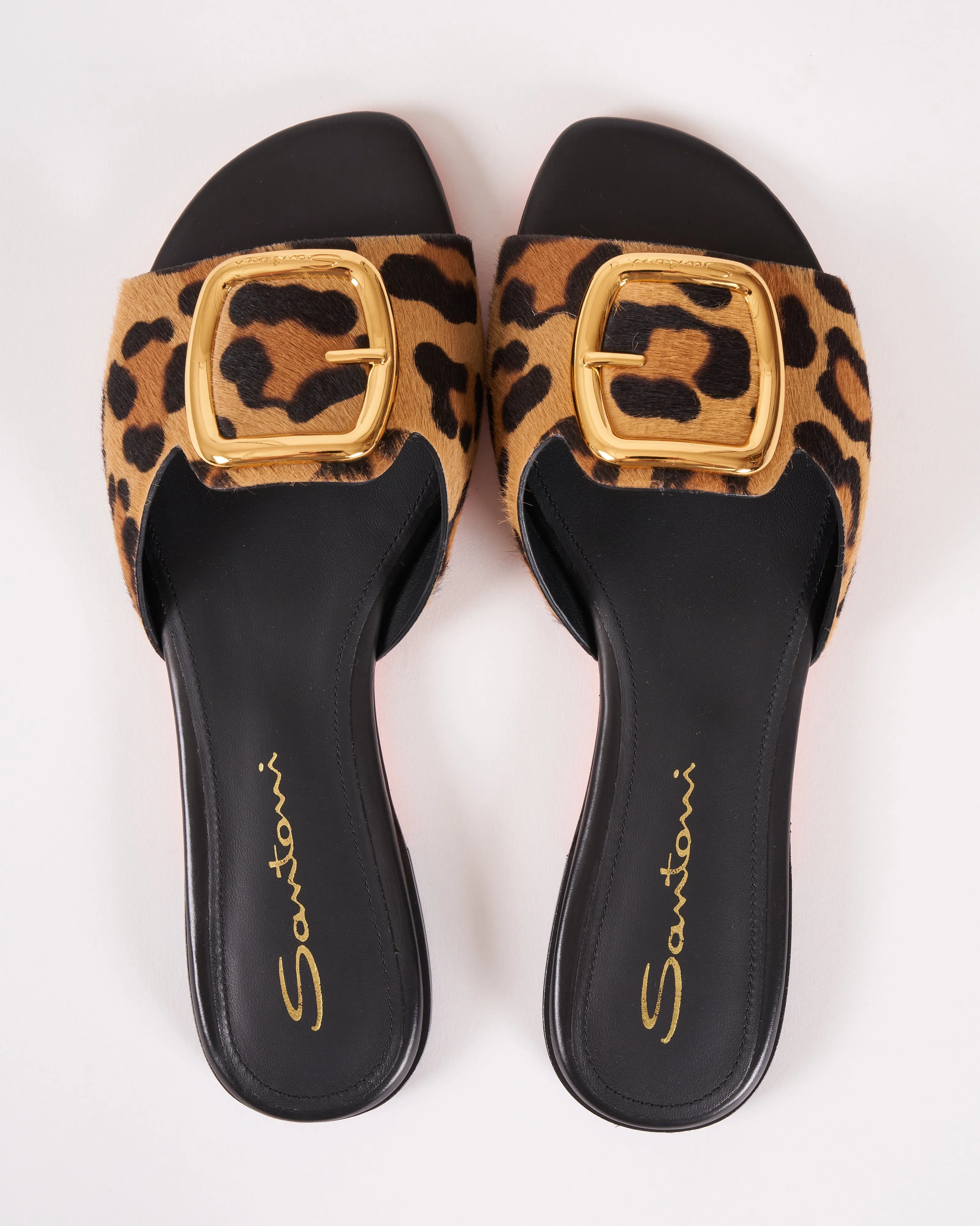 apricot leopard slide flat sandal