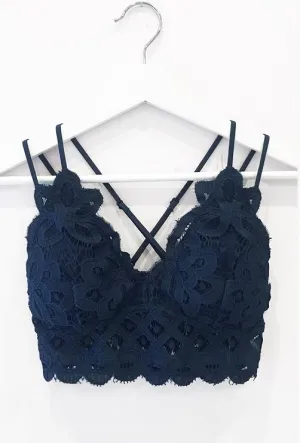 AXEL LACE STRAPPY BRALETTE NAVY