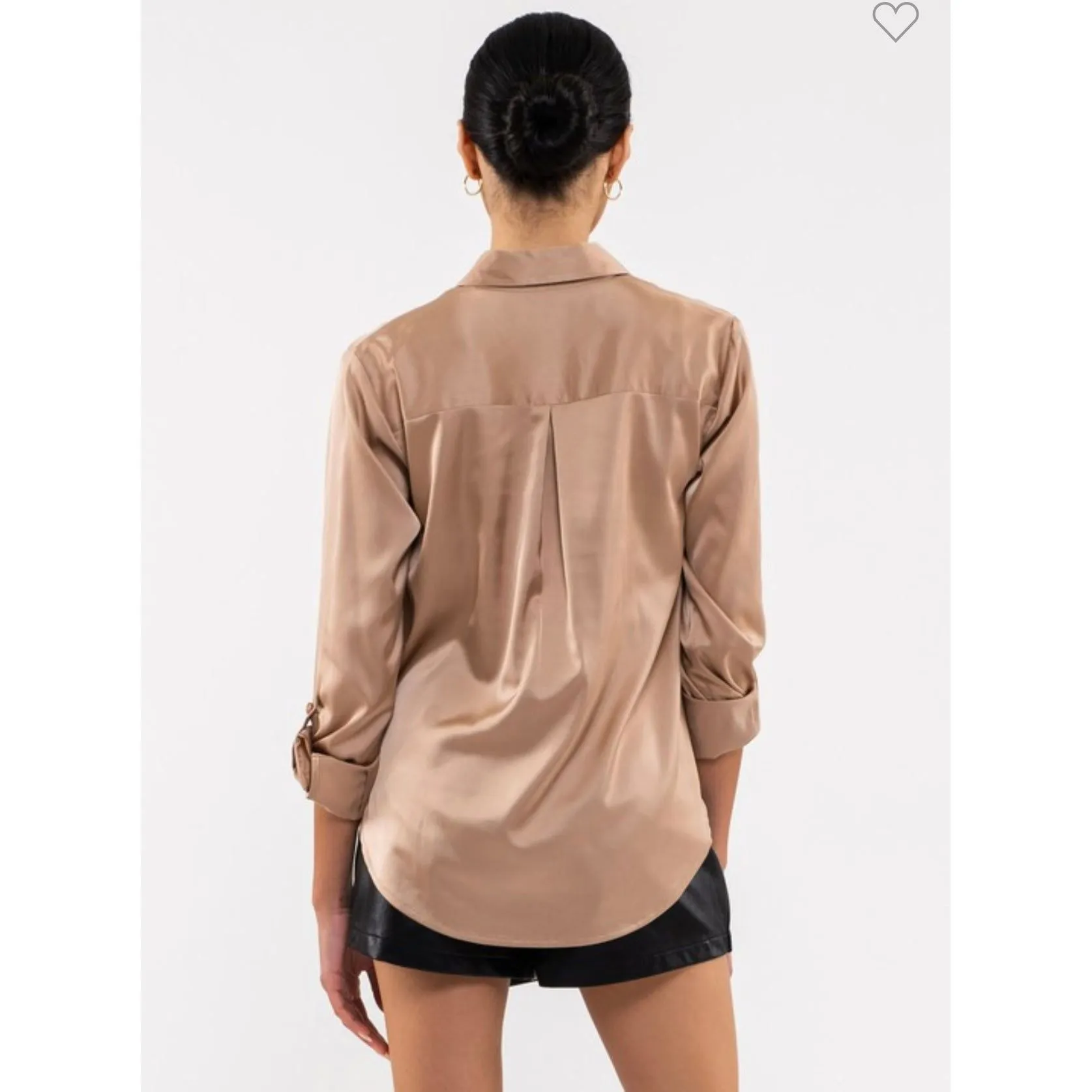 Be Beautiful Satin Woven Top - Taupe