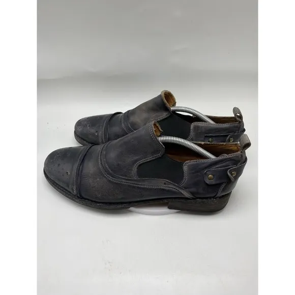 Bed Stu Shoes Men Size 10.5 Duomo Black Leather Slip On Cap Toe 4141