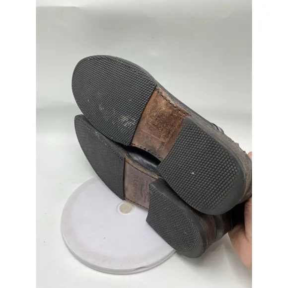 Bed Stu Shoes Men Size 10.5 Duomo Black Leather Slip On Cap Toe 4141