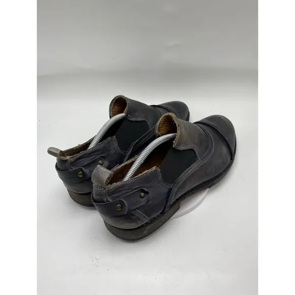 Bed Stu Shoes Men Size 10.5 Duomo Black Leather Slip On Cap Toe 4141