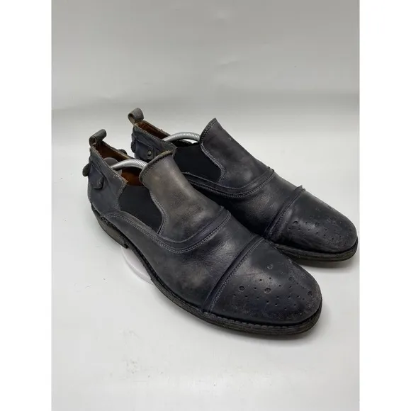 Bed Stu Shoes Men Size 10.5 Duomo Black Leather Slip On Cap Toe 4141