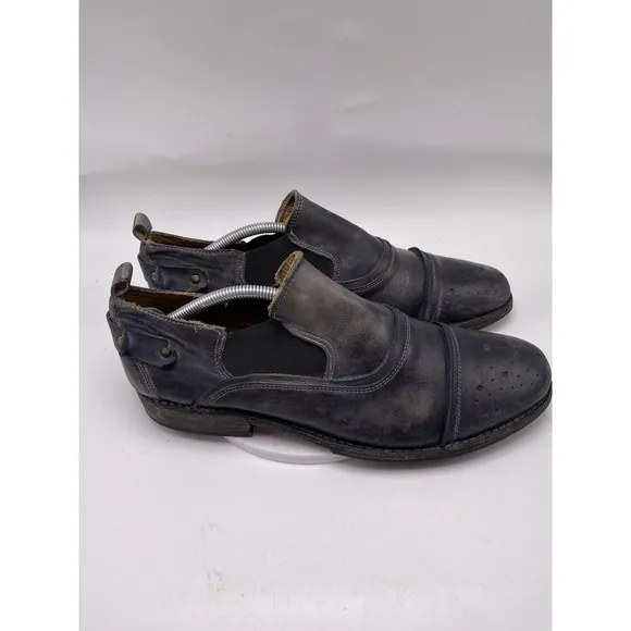 Bed Stu Shoes Men Size 10.5 Duomo Black Leather Slip On Cap Toe 4141
