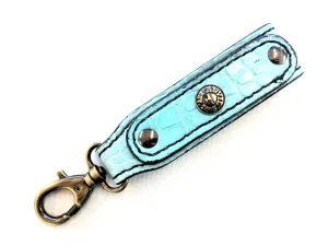 Belt Hanger Key Fob - Robin's Egg Blue Alligator
