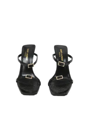 Black Buckle Sandal Mules