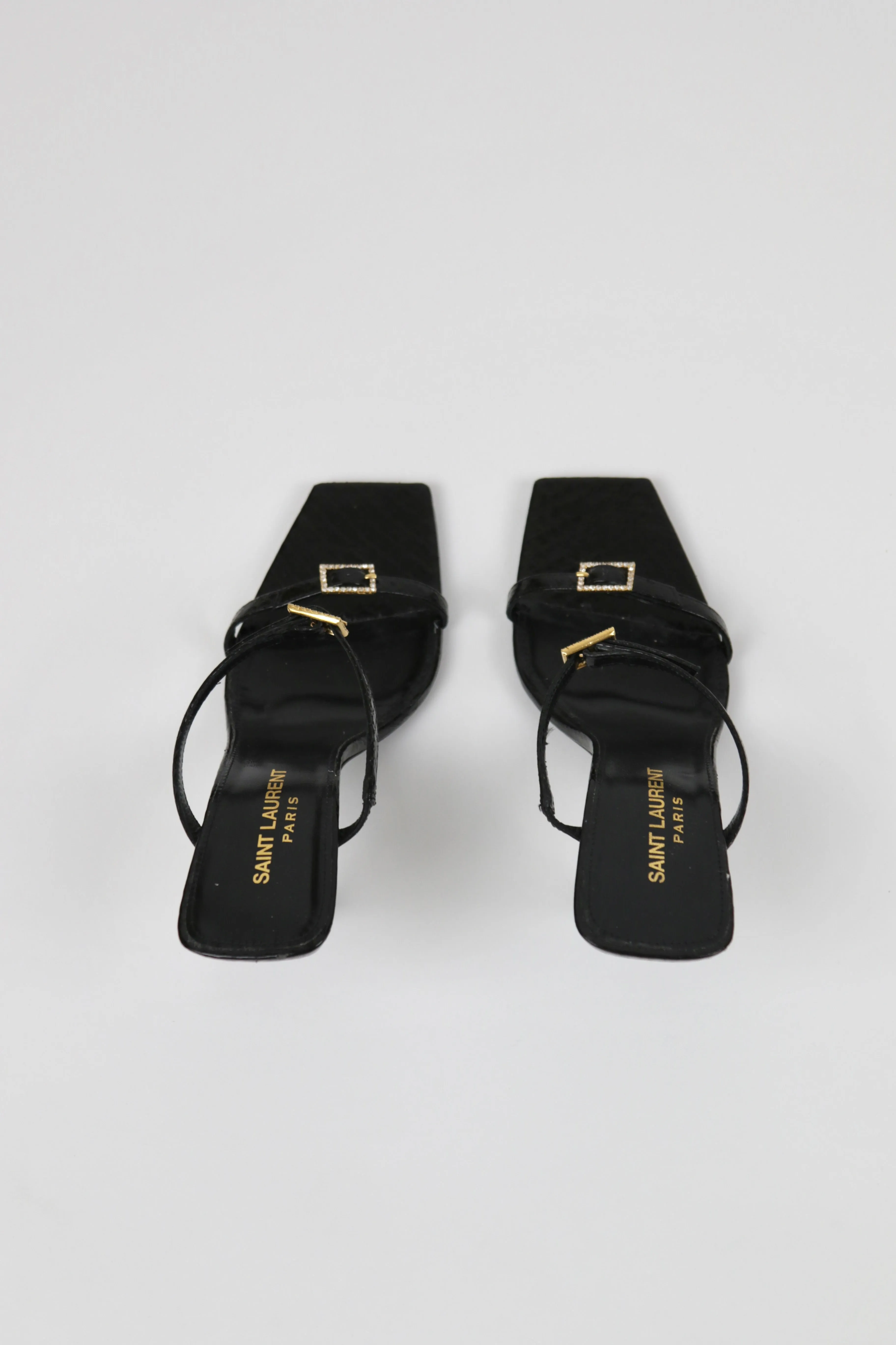 Black Buckle Sandal Mules