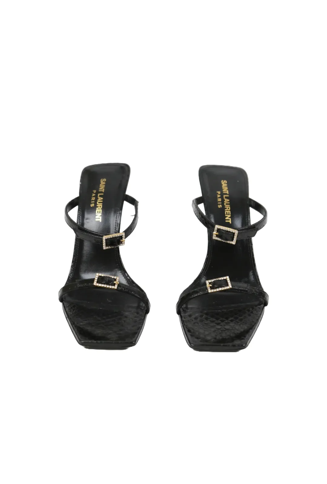 Black Buckle Sandal Mules