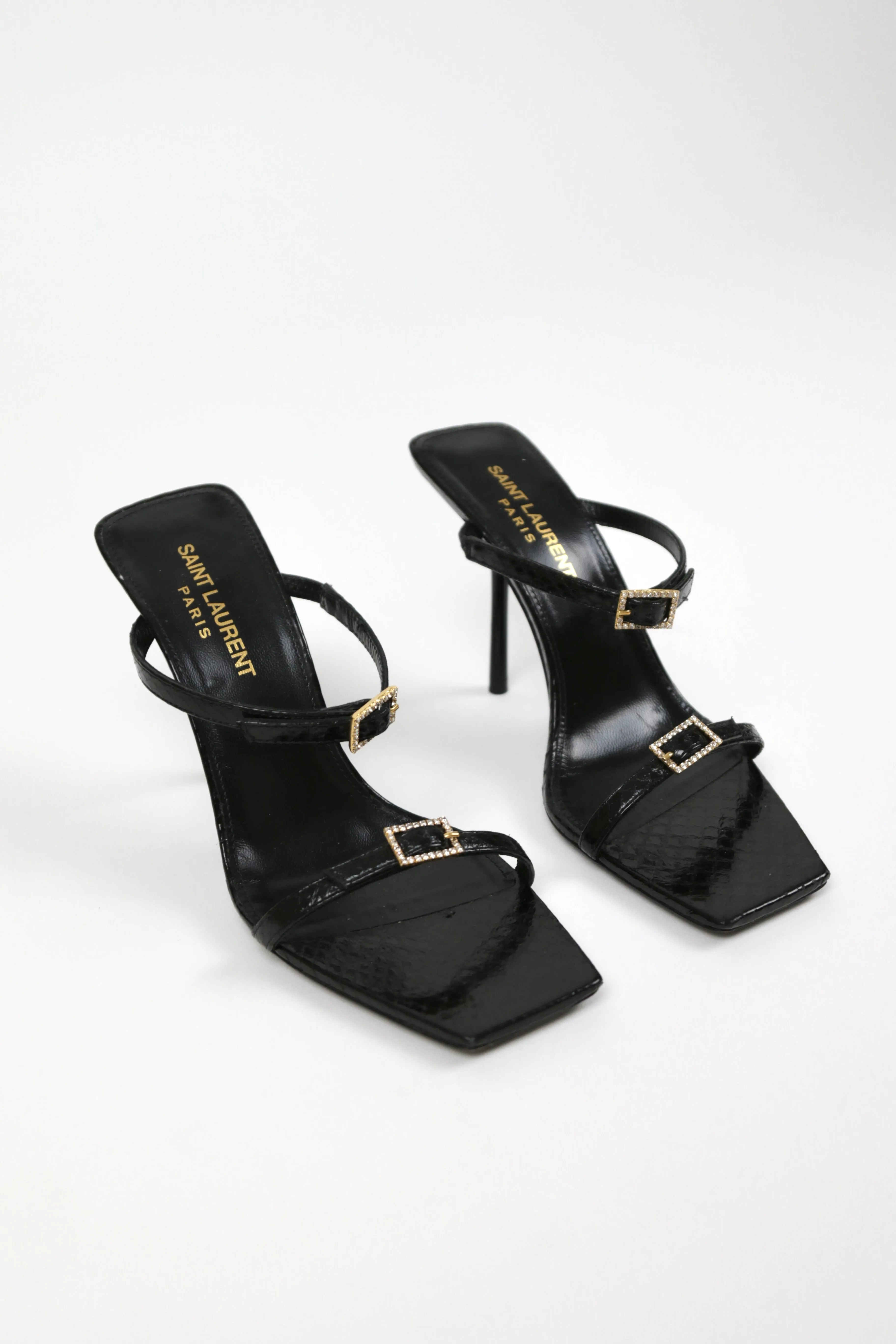 Black Buckle Sandal Mules