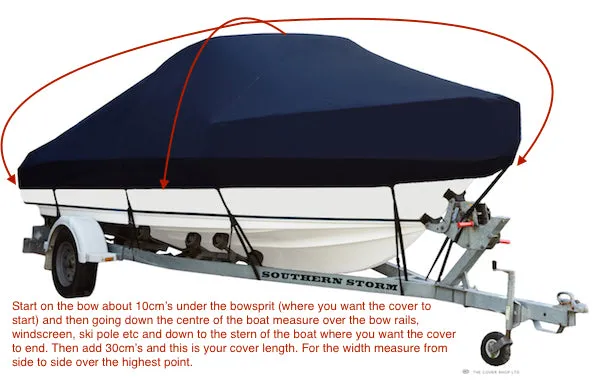 Boat Covers, Cabin with Bow Rails - Black or Navy Blue
