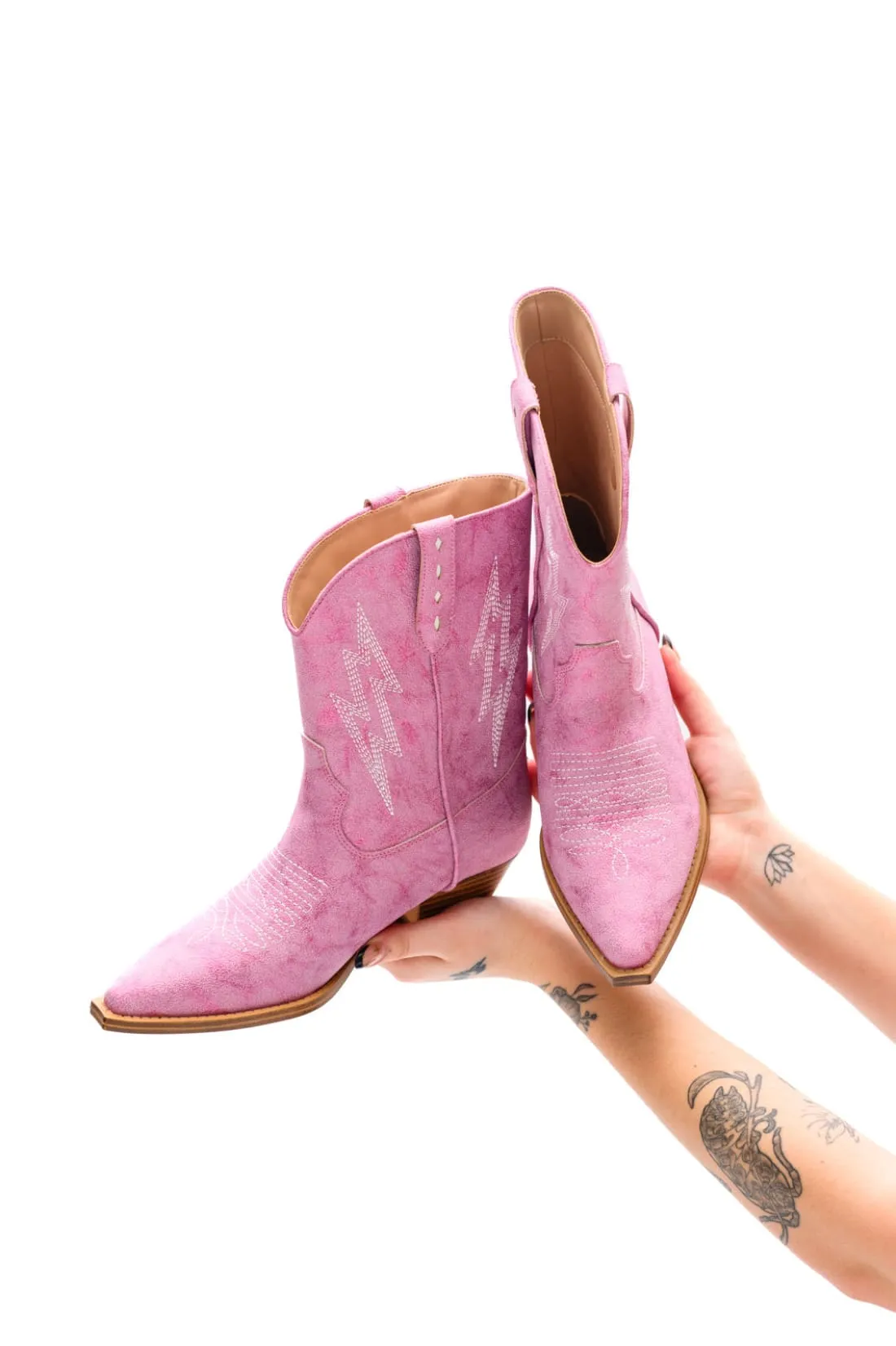 Bowie Metallic Boot in Pink