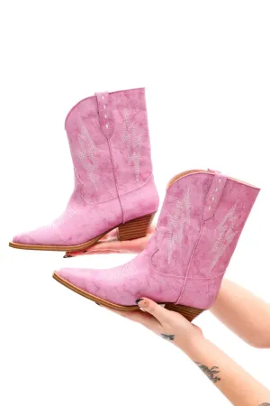 Bowie Metallic Boot in Pink