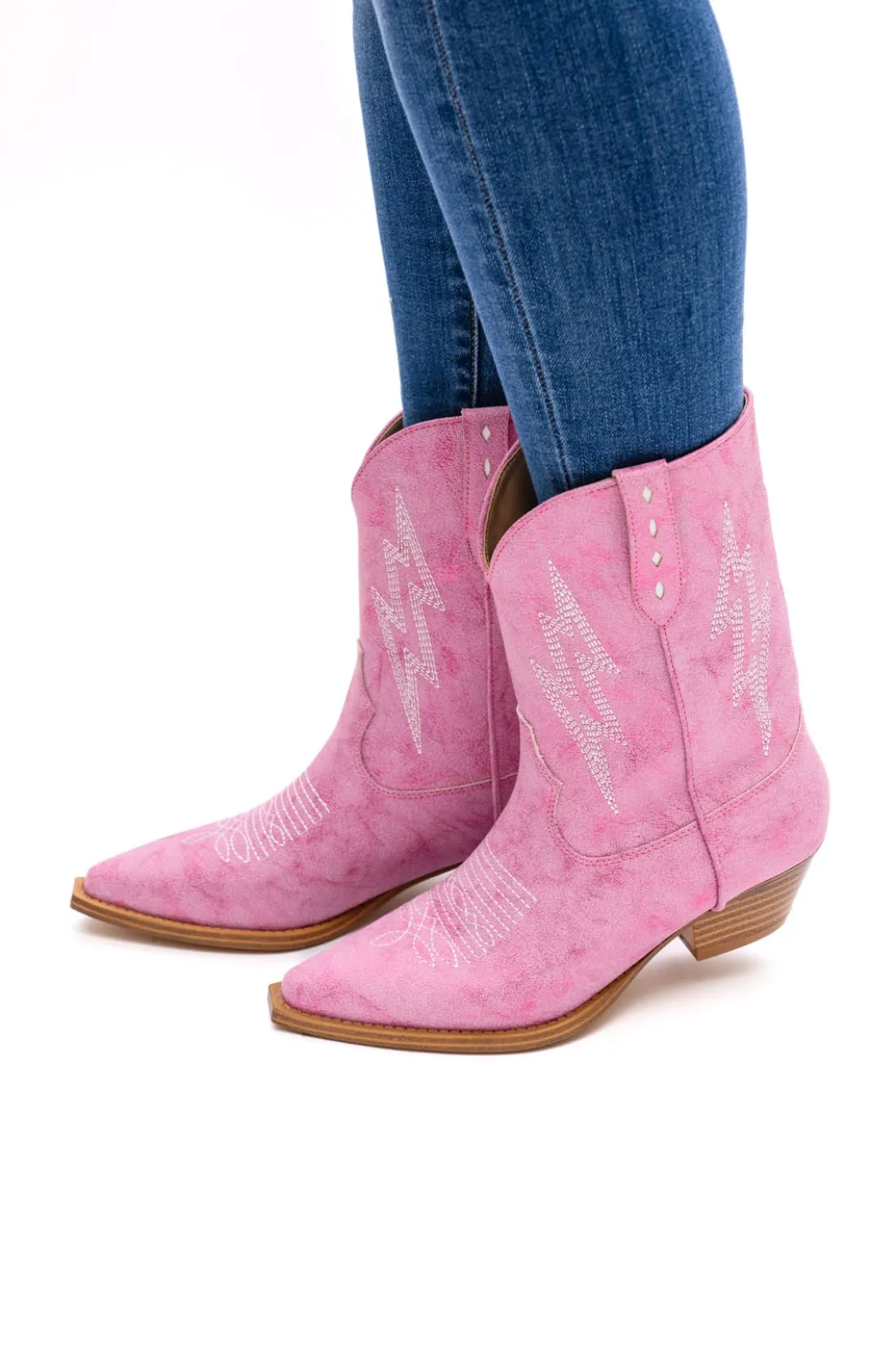 Bowie Metallic Boot in Pink