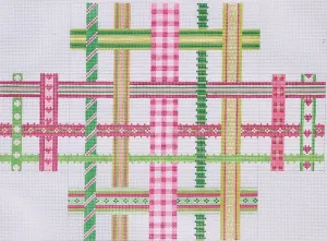 BR-02 - Brick – Woven Ribbons – pinks & greens