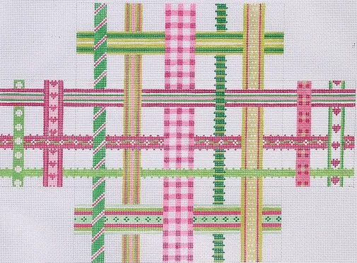 BR-02 - Brick – Woven Ribbons – pinks & greens