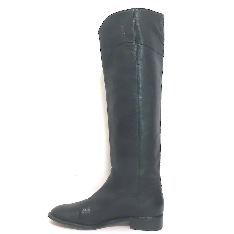 Chanel 14A CC Riding Boots Black Grained Leather Size 39