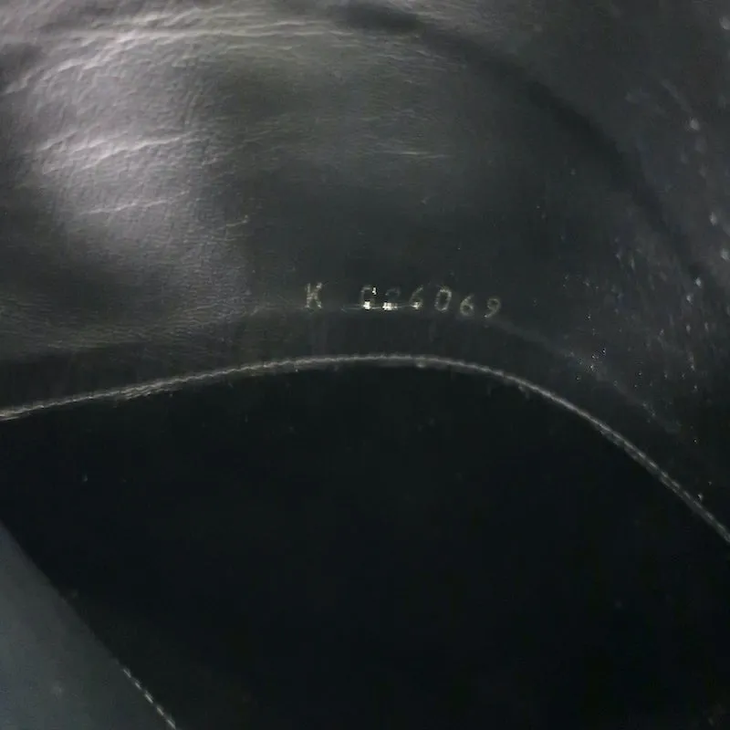 Chanel 14A CC Riding Boots Black Grained Leather Size 39