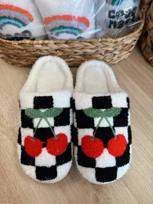 Checkered Cherry Slippers