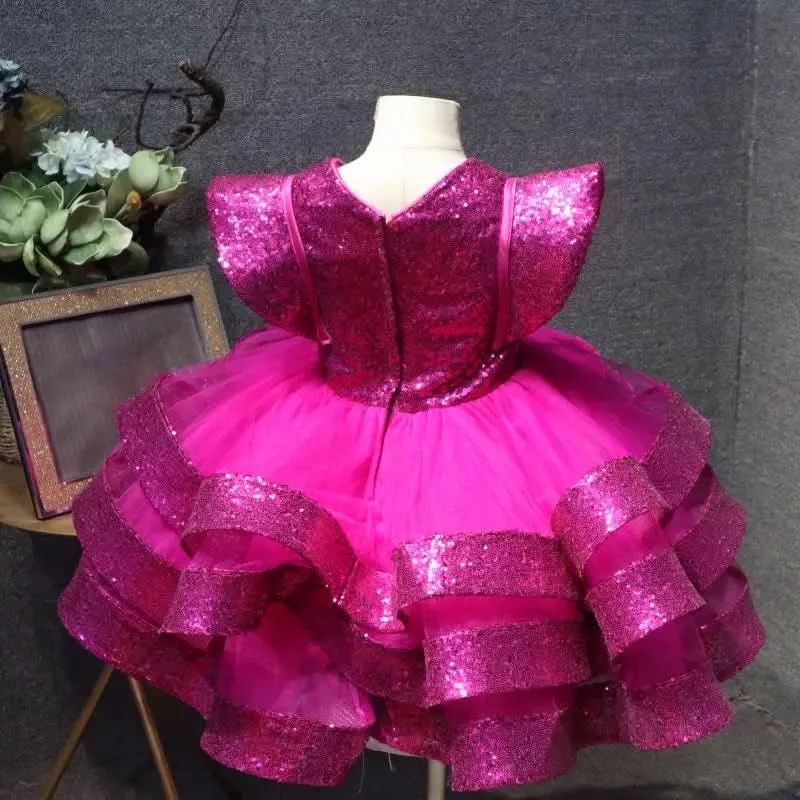 Children's Stage Violin Performance Elegant High End Party Girls Evening Dress