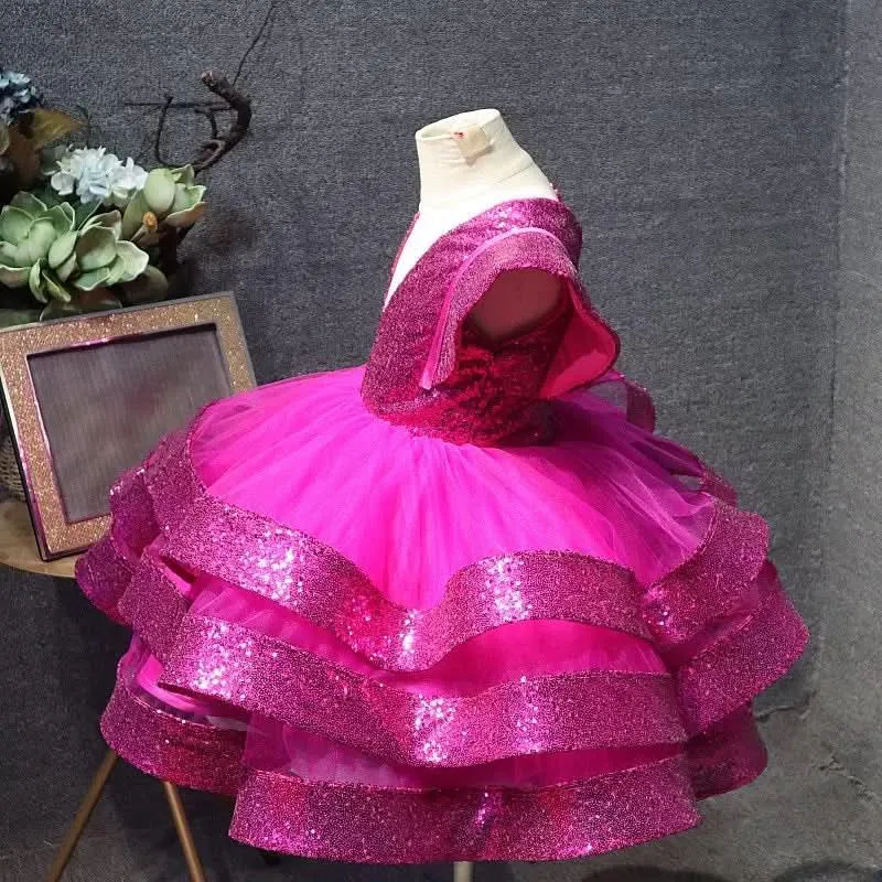 Children's Stage Violin Performance Elegant High End Party Girls Evening Dress