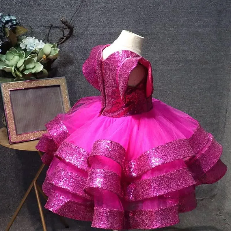 Children's Stage Violin Performance Elegant High End Party Girls Evening Dress