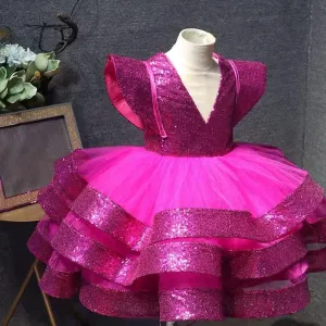 Children's Stage Violin Performance Elegant High End Party Girls Evening Dress