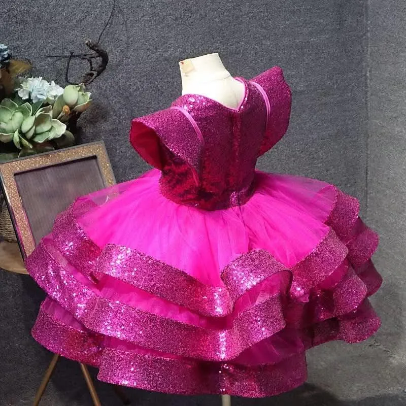 Children's Stage Violin Performance Elegant High End Party Girls Evening Dress