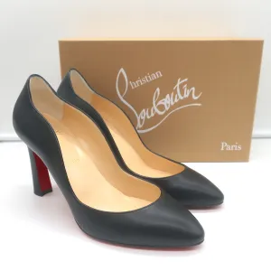 Christian Louboutin Agneska Scalloped Leather Pumps Black Size 39