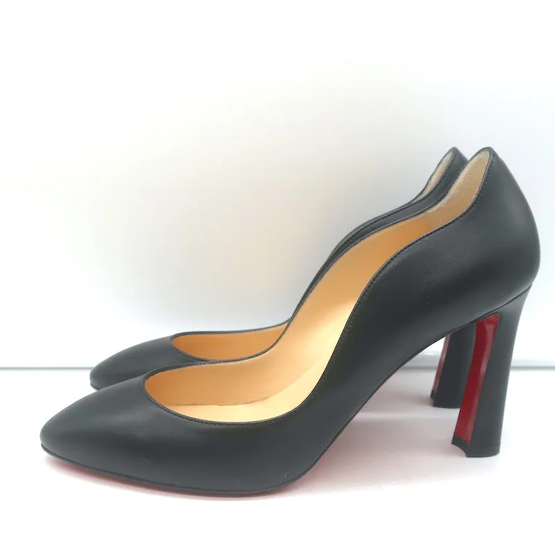 Christian Louboutin Agneska Scalloped Leather Pumps Black Size 39