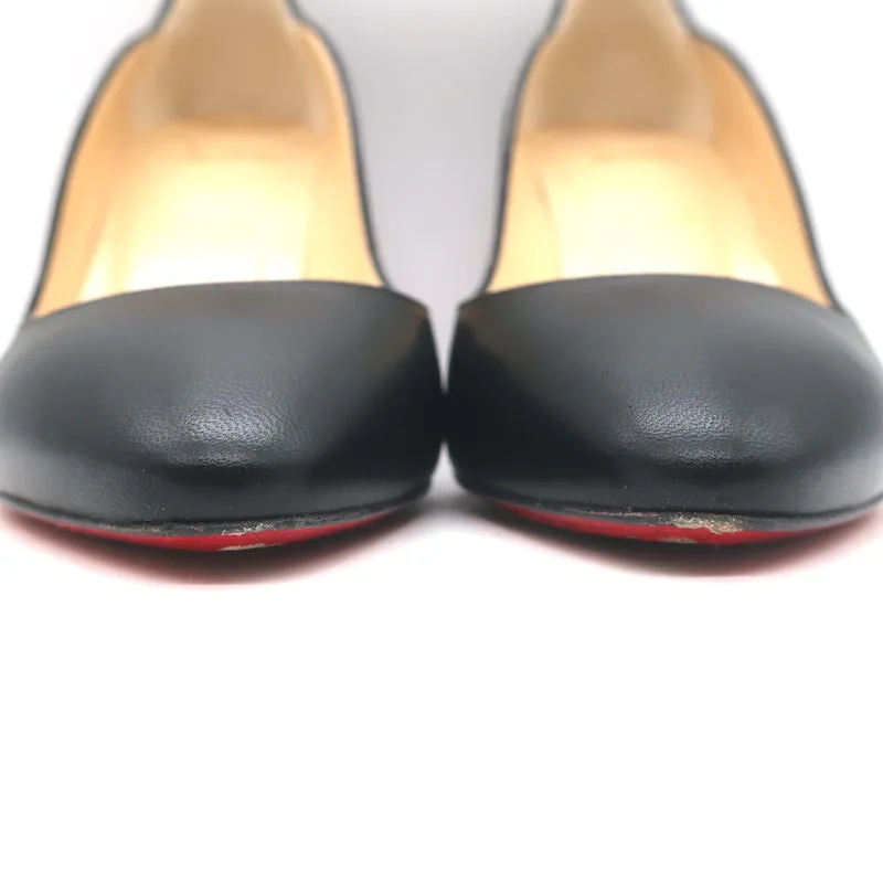 Christian Louboutin Agneska Scalloped Leather Pumps Black Size 39