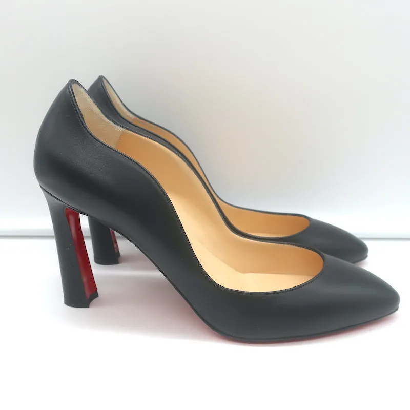 Christian Louboutin Agneska Scalloped Leather Pumps Black Size 39