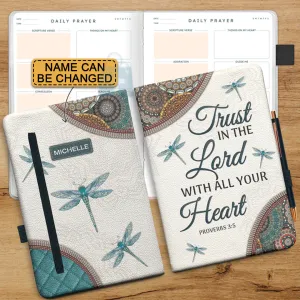 Christianartbag Leather Journal, Trust In The Lord Proverbs 3 5 Dragonfly Leather Journal, Personalized Leather Prayer Journal, Christian Journal, Christian Gifts, CABCJ01100124.