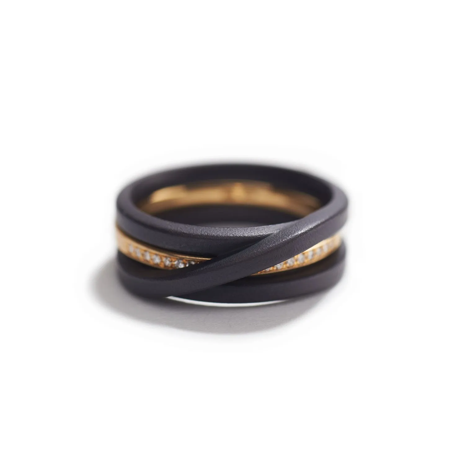 Classic Gold Ring "In Between" with Diamonds